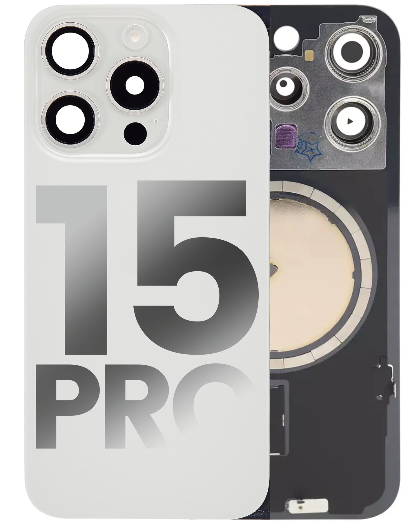 iPhone 15 Pro Back Glass Half Assembly (No Coil) - Premium