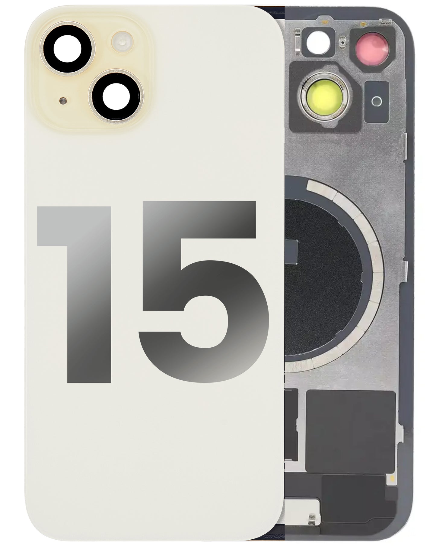 iPhone 15 Back Glass Half Assembly (No Coil) - A Grade
