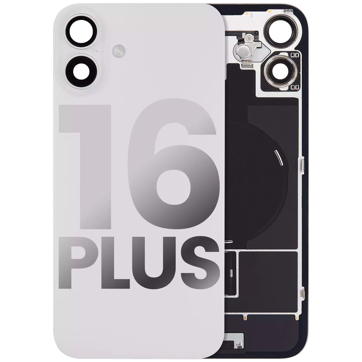 iPhone 16 Plus Back Glass Half Assembly (No Coil) - Premium