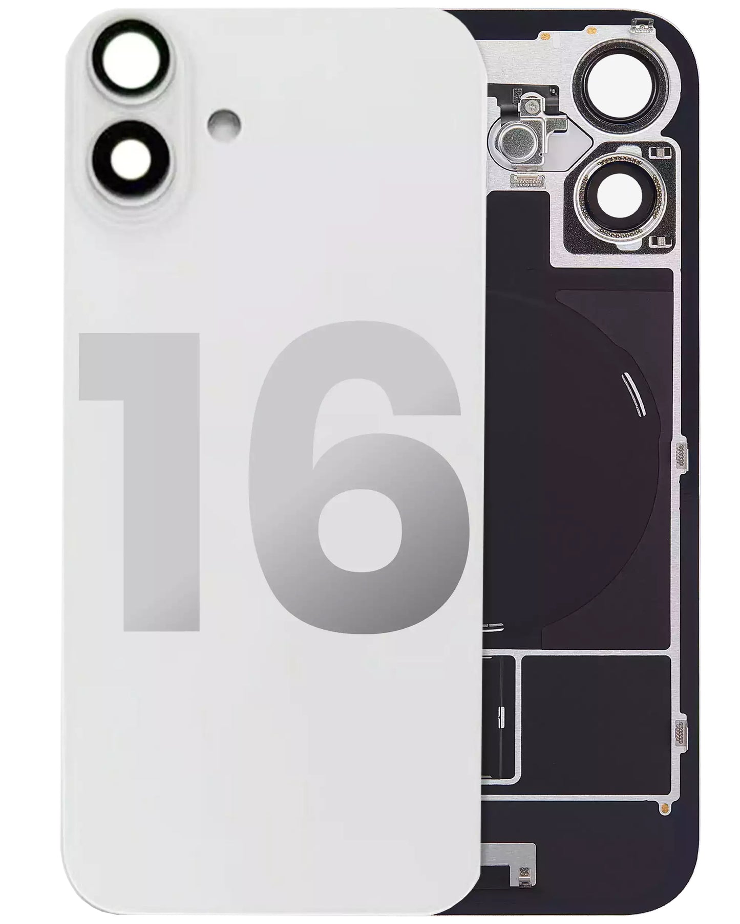 iPhone 16 Back Glass Half Assembly (No Coil) - A Grade