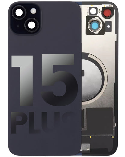 iPhone 15 Plus Back Glass Half Assembly (No Coil) - Premium