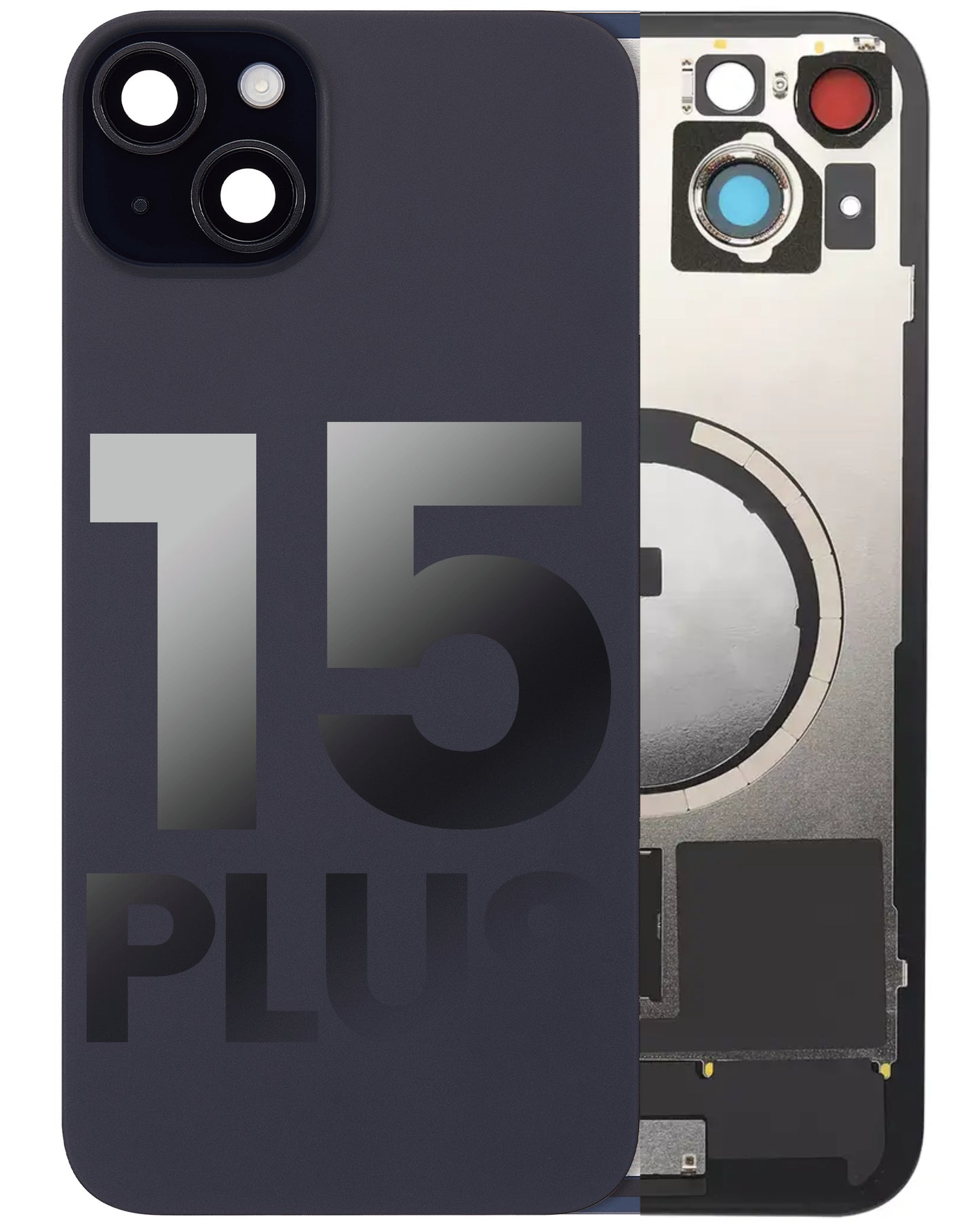 iPhone 15 Plus Back Glass Half Assembly (No Coil) - A Grade