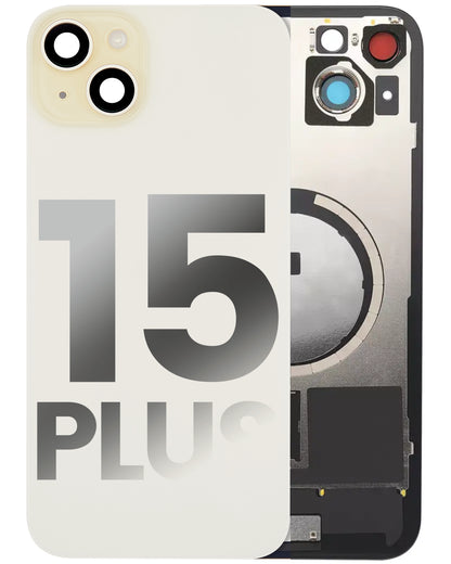 iPhone 15 Plus Back Glass Half Assembly (No Coil) - Premium