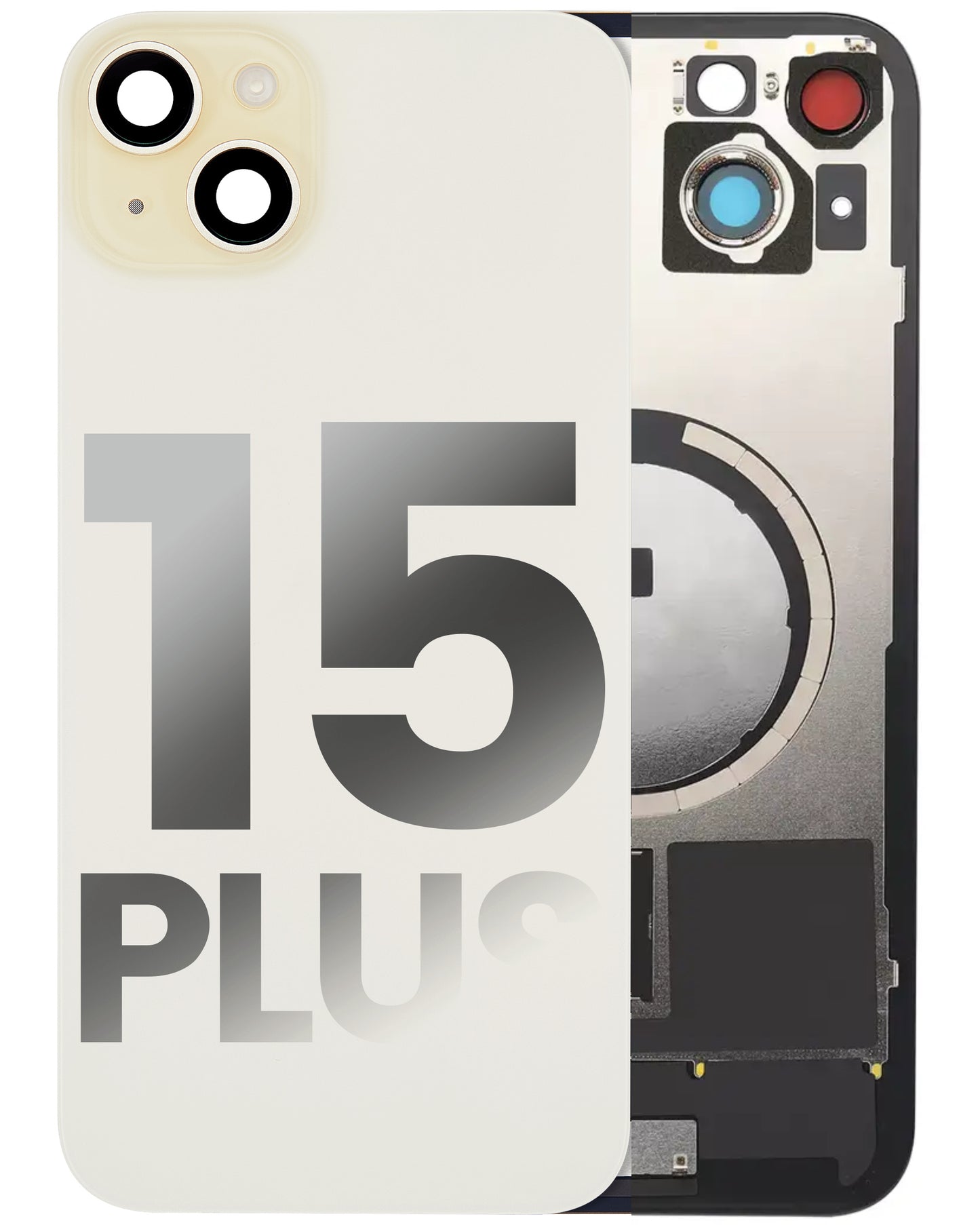iPhone 15 Plus Back Glass Half Assembly (No Coil) - A Grade