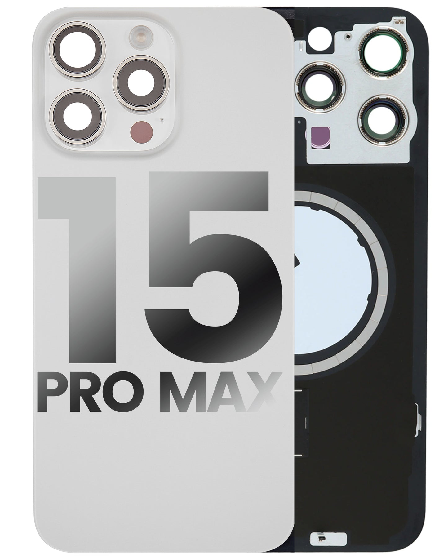 iPhone 15 Pro Max Back Glass Half Assembly (No Coil) - Premium