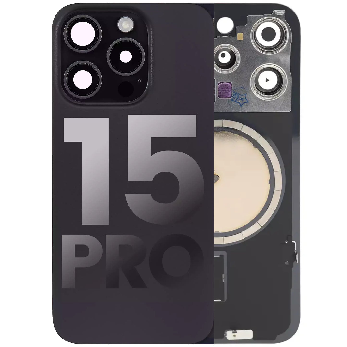 iPhone 15 Pro Max Back Glass Half Assembly (No Coil) - Premium