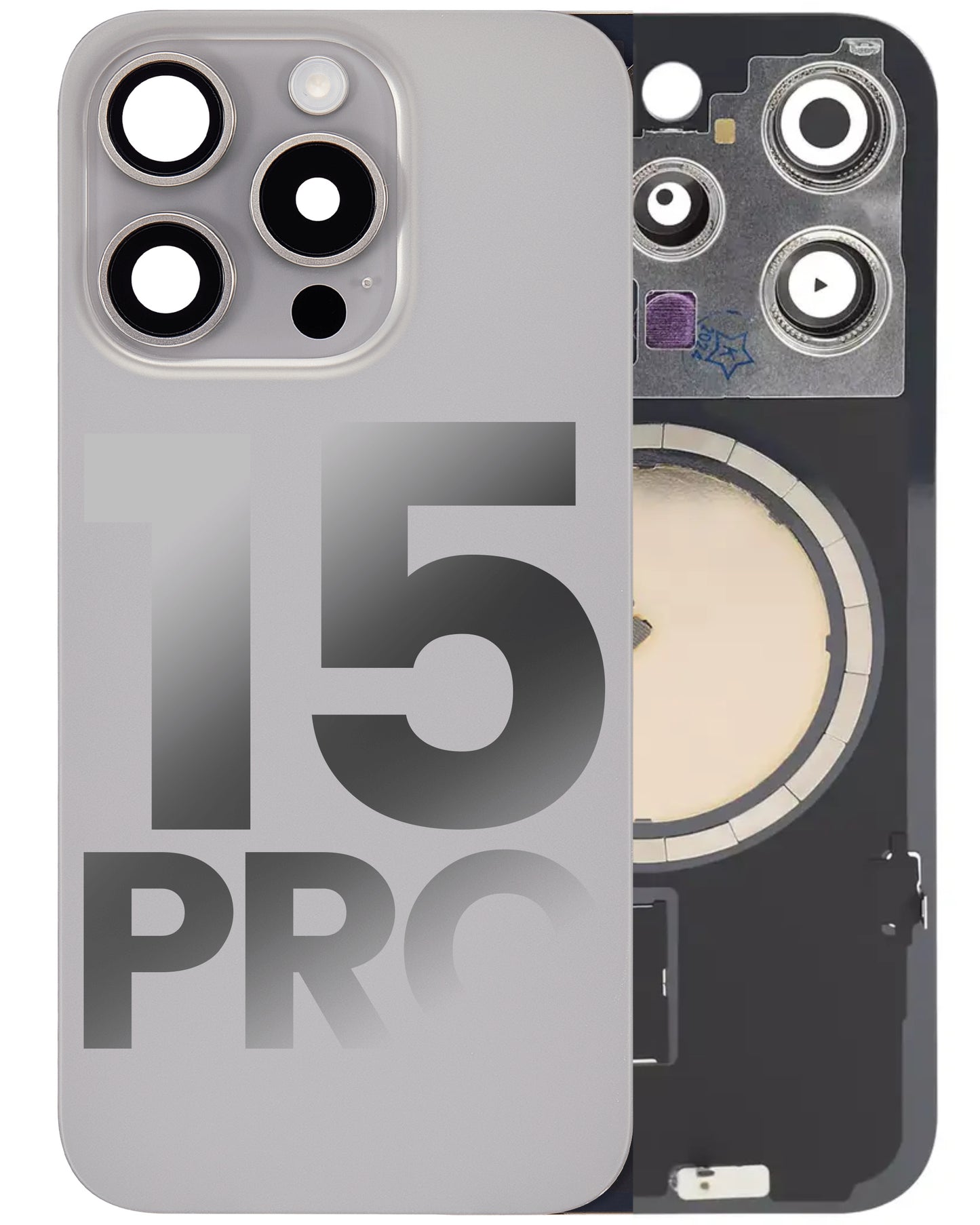 iPhone 15 Pro Max Back Glass Half Assembly (No Coil) - Premium