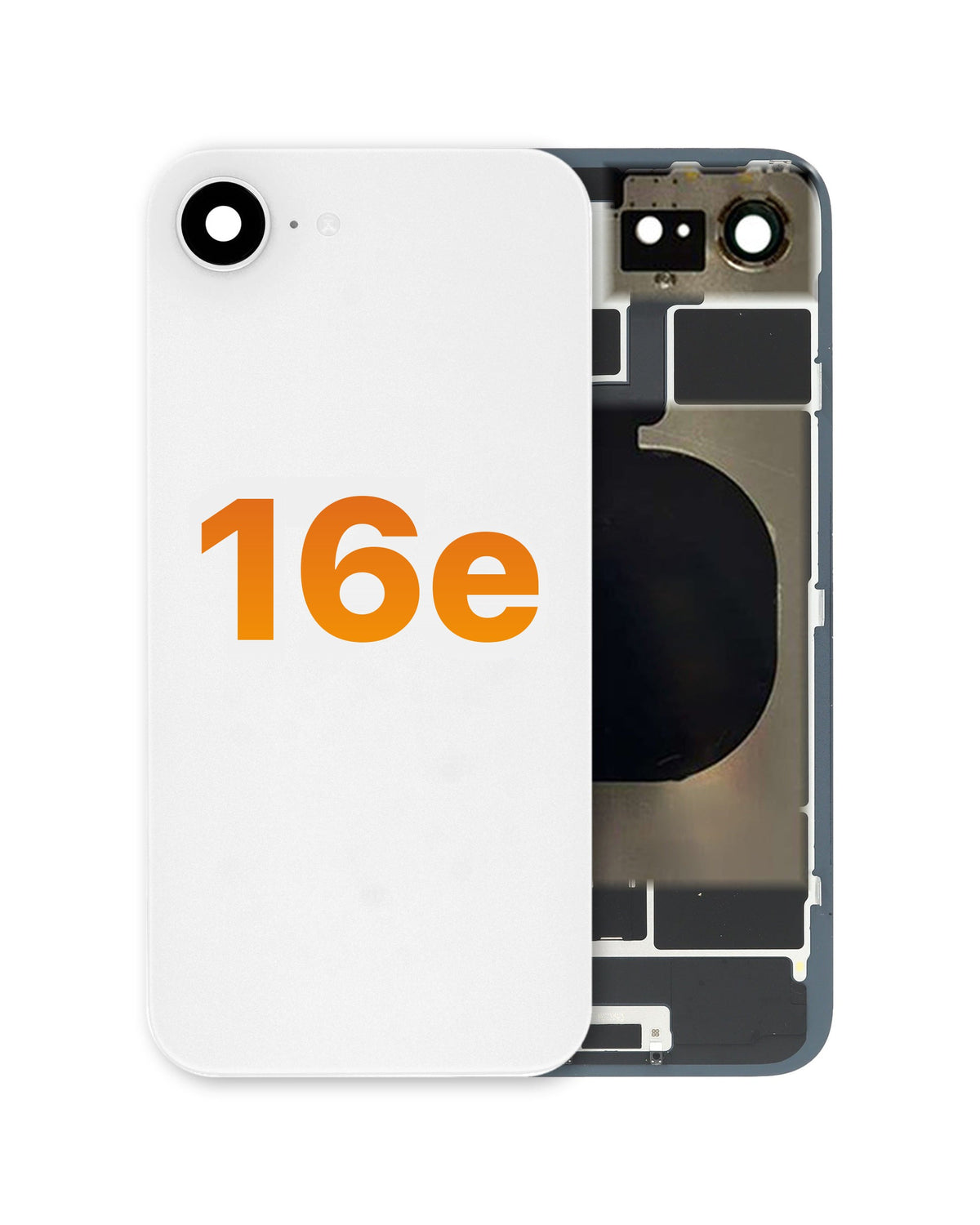 iPhone 16e back glass half assembly, White