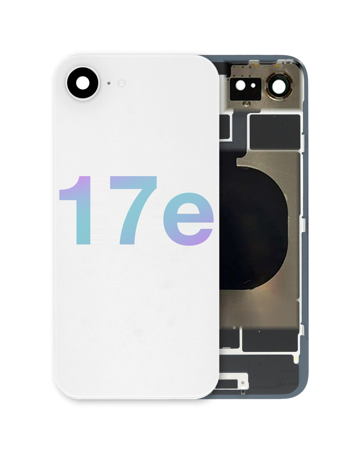 iPhone 17e back glass half assembly, White