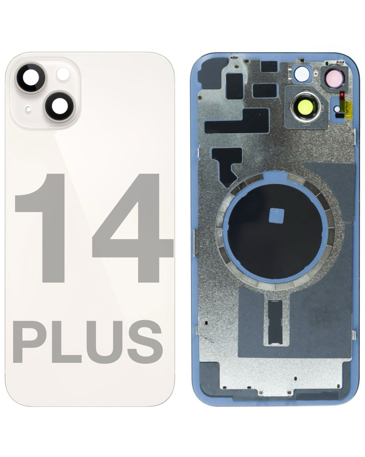 iPhone 14 Plus Back Glass Half Assembly (No Coil) - Premium