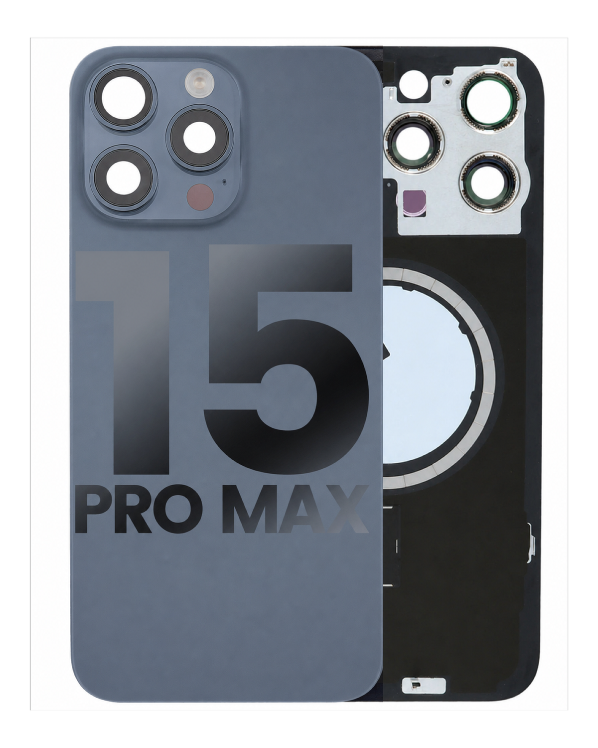 iPhone 15 Pro Max Back Glass Half Assembly (No Coil) - A Grade