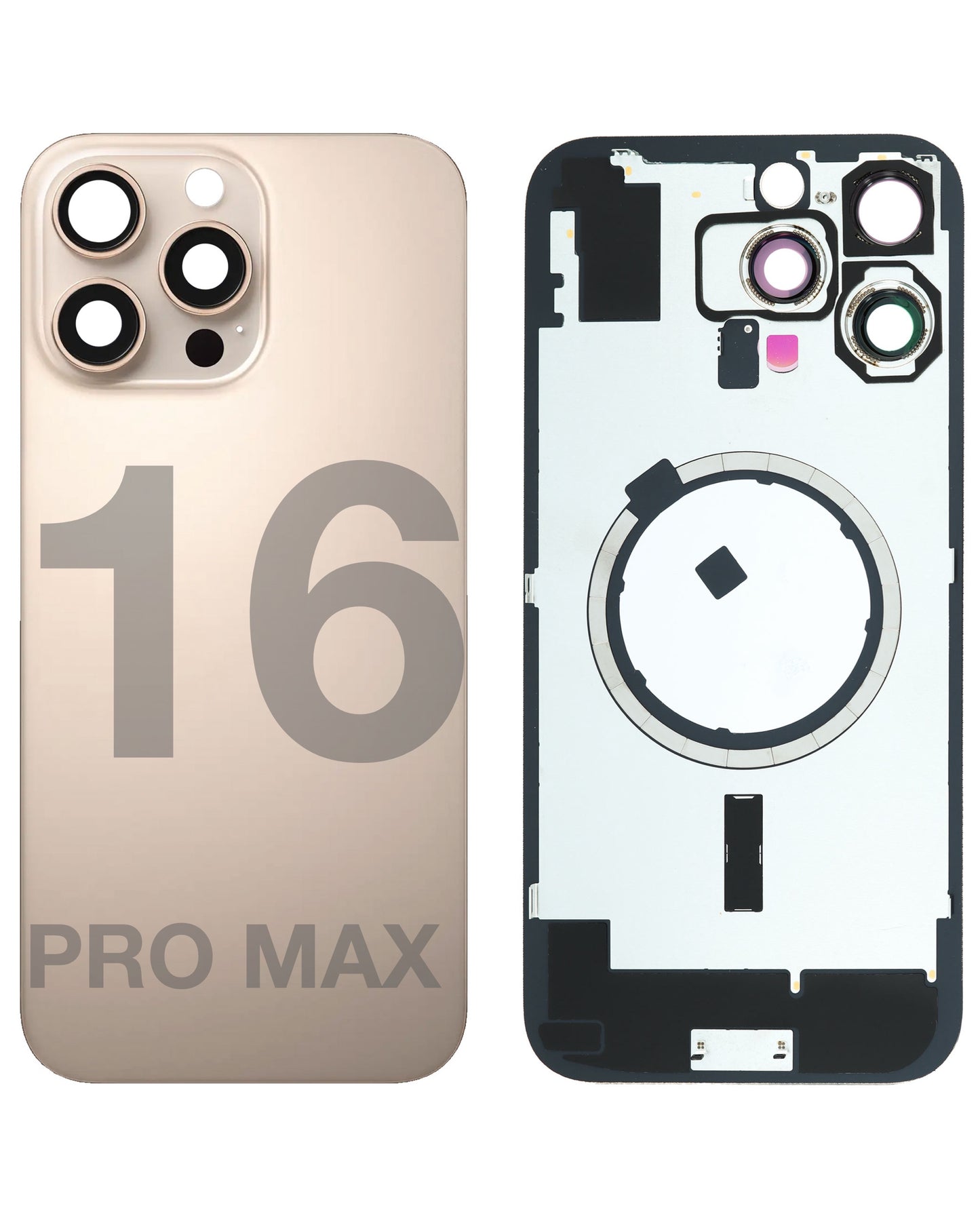 iPhone 16 Pro Max Back Glass Half Assembly (No Coil) - Premium