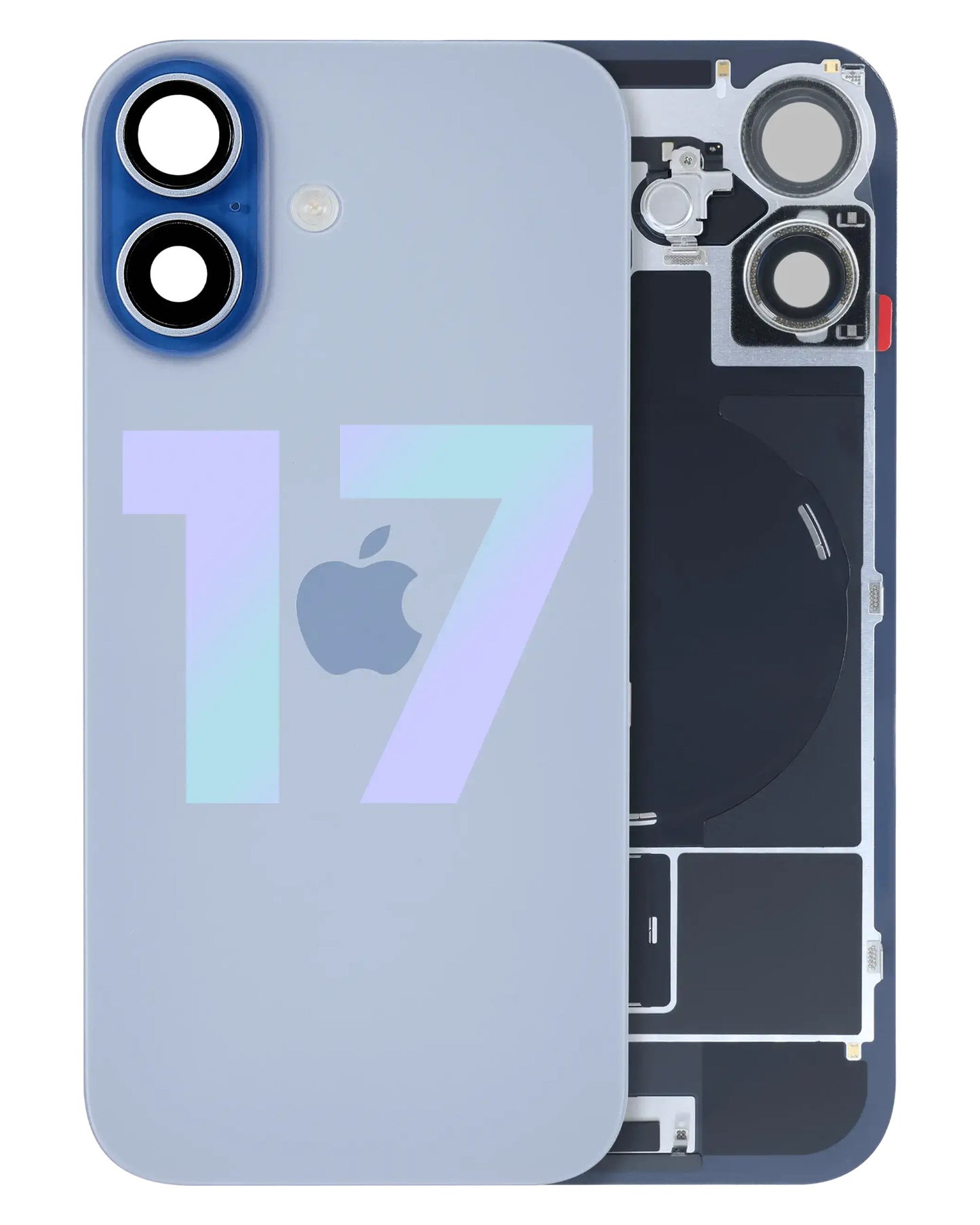 iPhone 17 Mist Blue back glass full assembly with charging coil