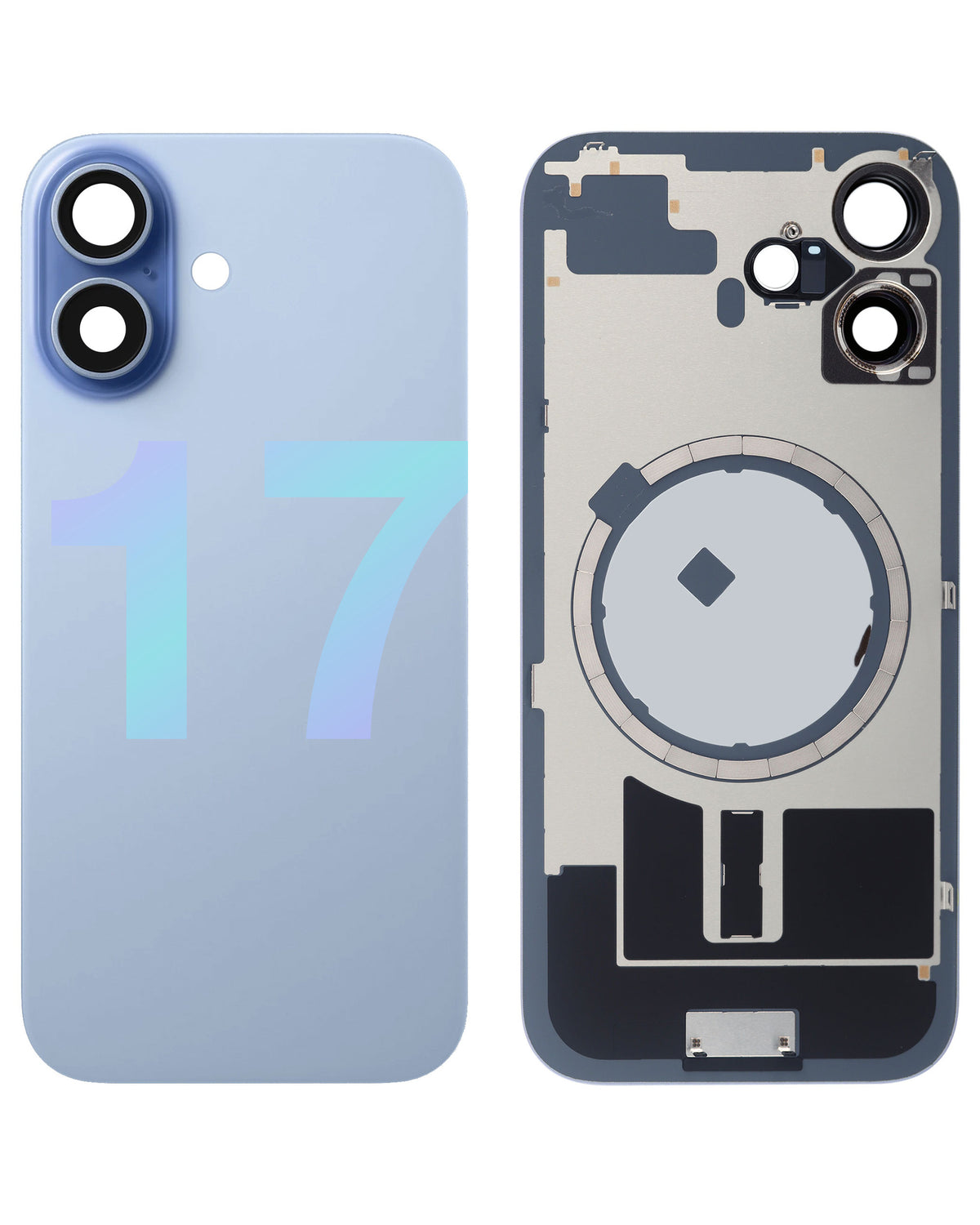 iPhone 17 back glass half assembly, Mist Blue