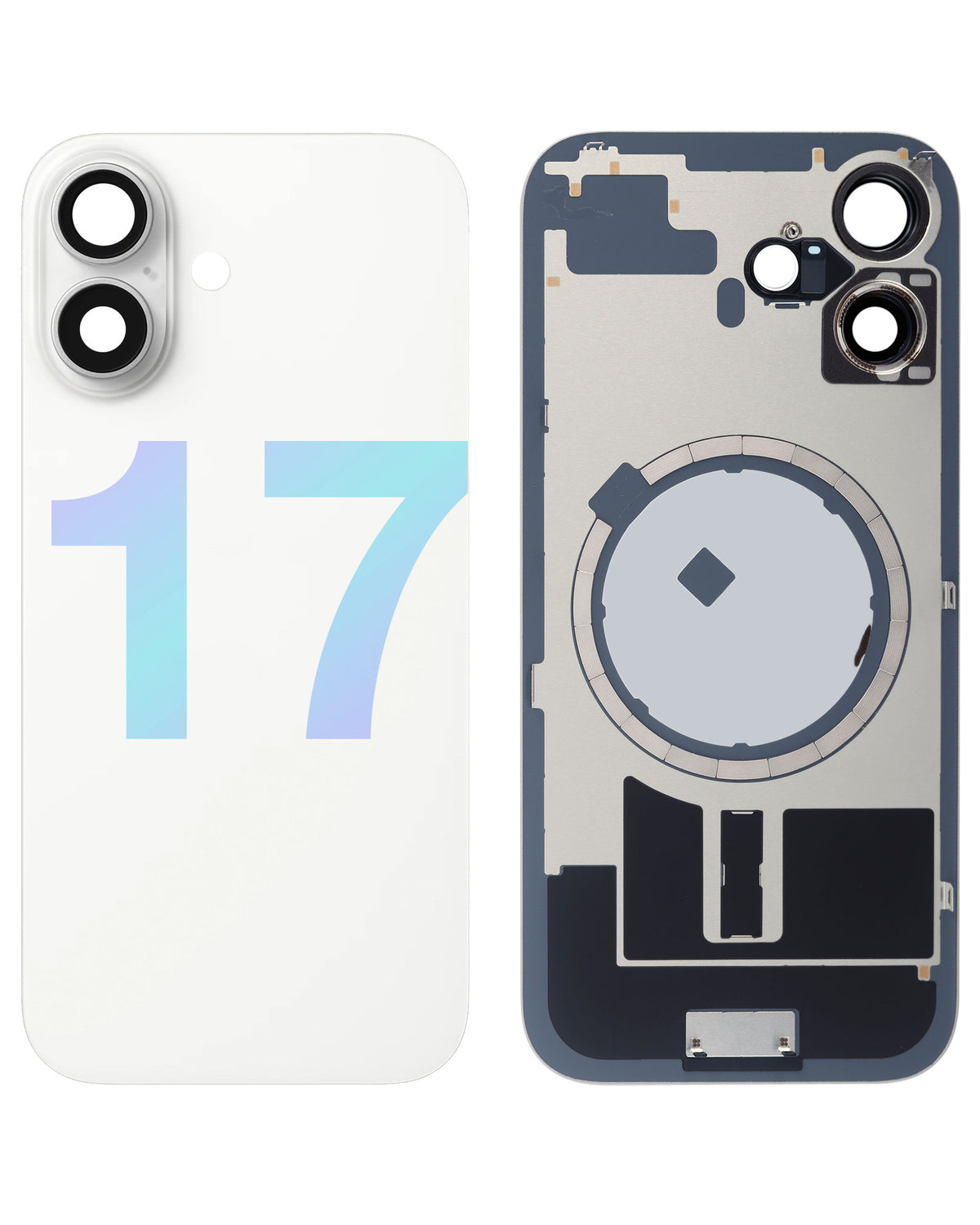 iPhone 17 back glass half assembly, White